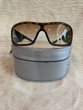 Dior Tortoiseshell Shield Sunglasses with Brown Lenses